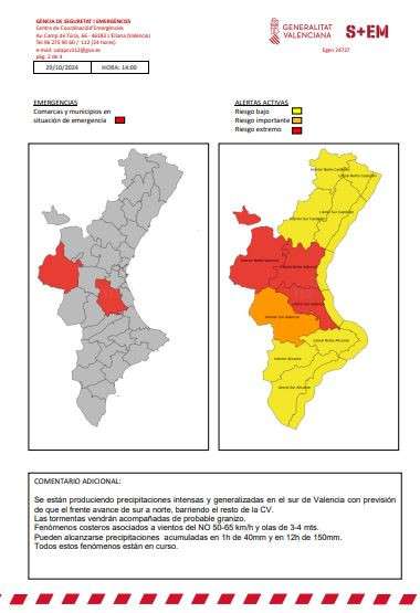 Alertas Dana en la Comunitat Valenciana